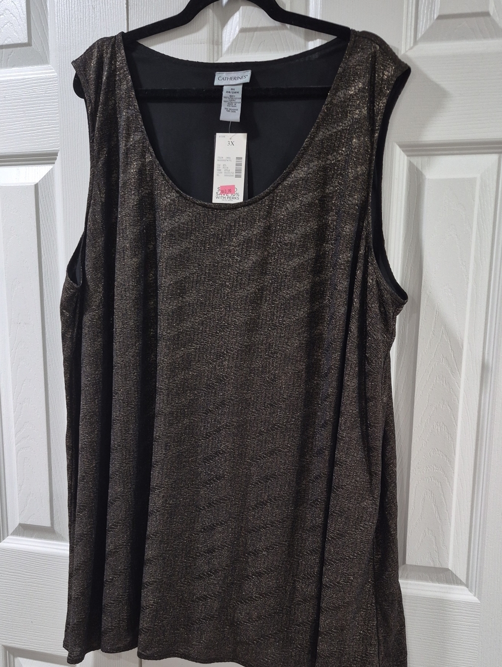 Catherines Metallic Bronze Scoop Neck Tank Top with Black Trim